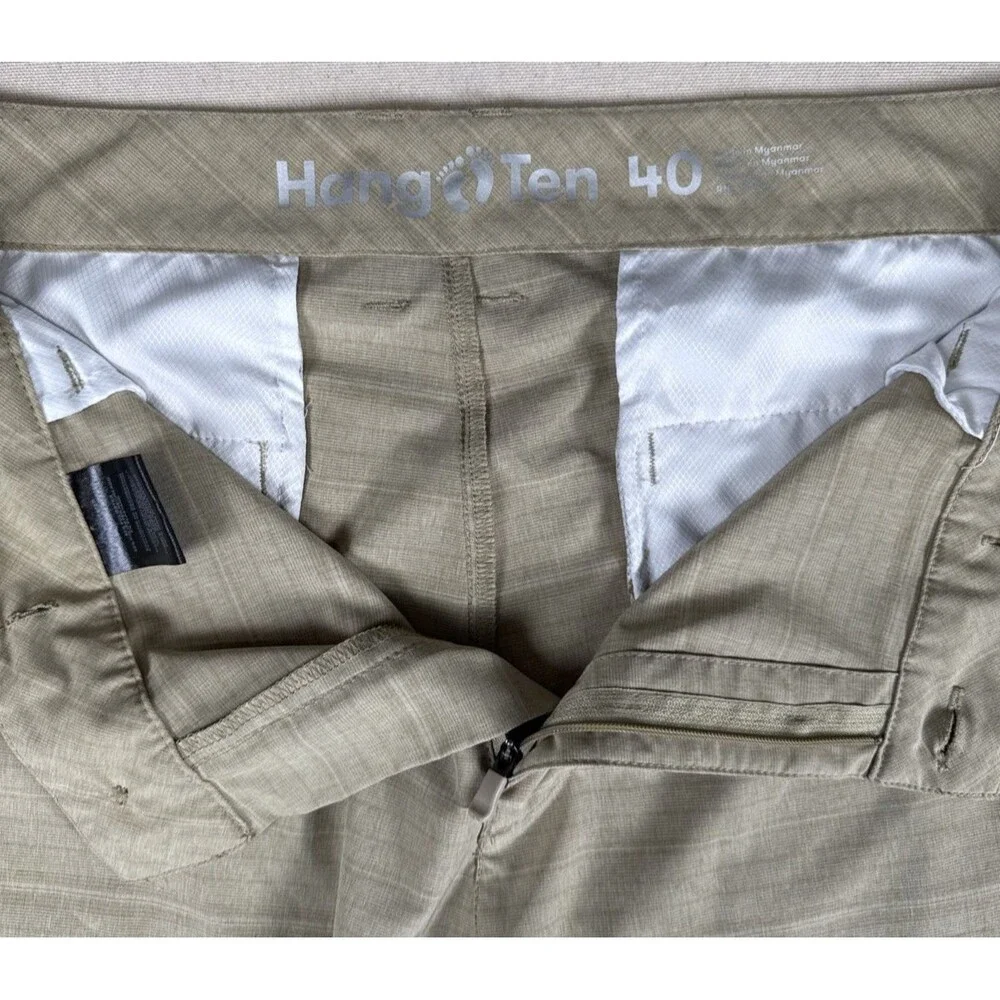Hang Ten Mens 40 Hybrid Shorts Tan Stretch Performance Board Shorts RN147446